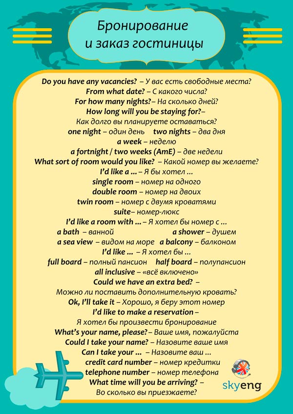 200 английских фраз для пребывания в гостинице: как выбрать и забронировать комнату по-английски